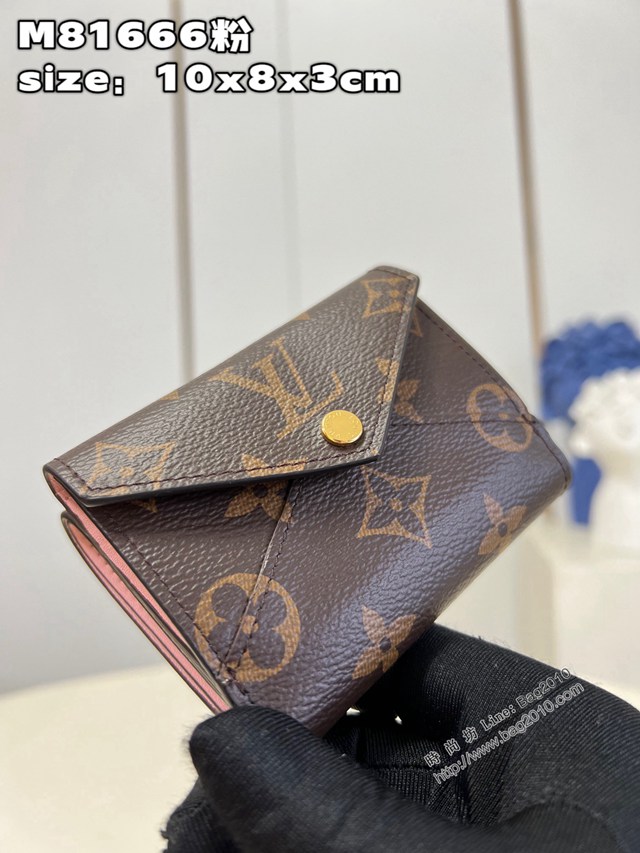 LV專櫃2023新款Celeste錢夾 M81666粉 路易威登信封式翻蓋零錢包卡包 dn1296
